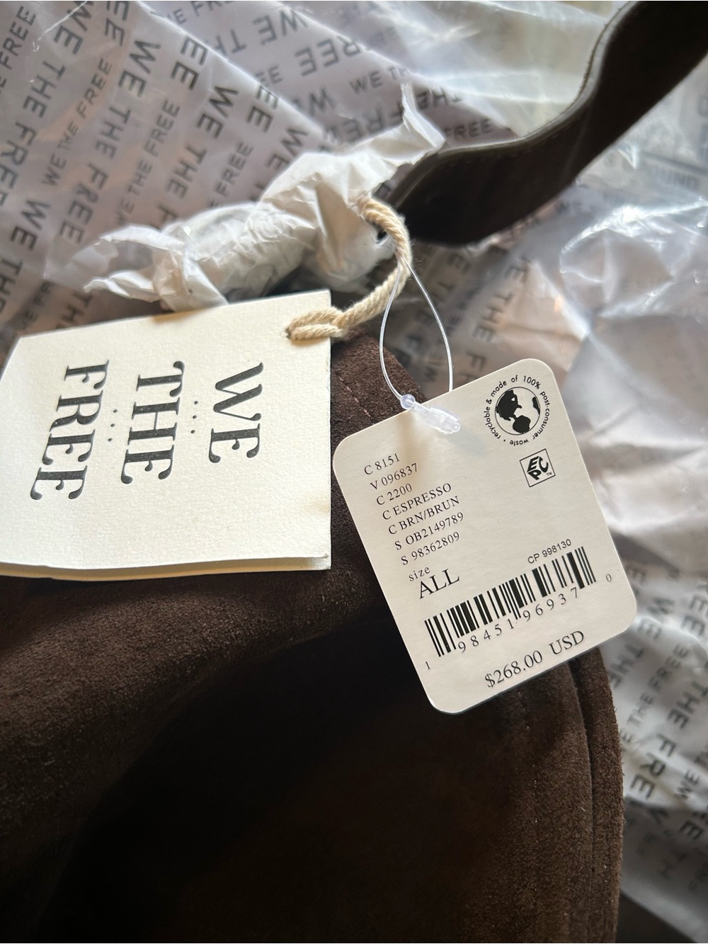 NWT We The Free Honor Suede Tote Boho Slouchy Hobo Bag in Espresso - Picture 6 of 16